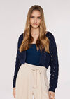 Pointelle Cropped Shrug, Navy, large