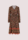Ditsy Floral Paisley Midi Dress, Black, large