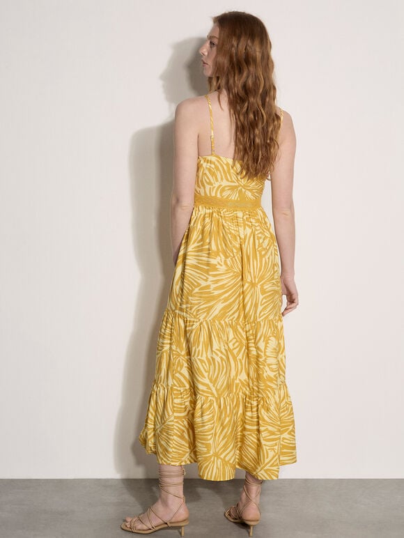Abstract Leaf Cami Maxi Dress, Yellow, large