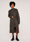 Knitted Long Cardigan, Dark Grey - Charcoal, large