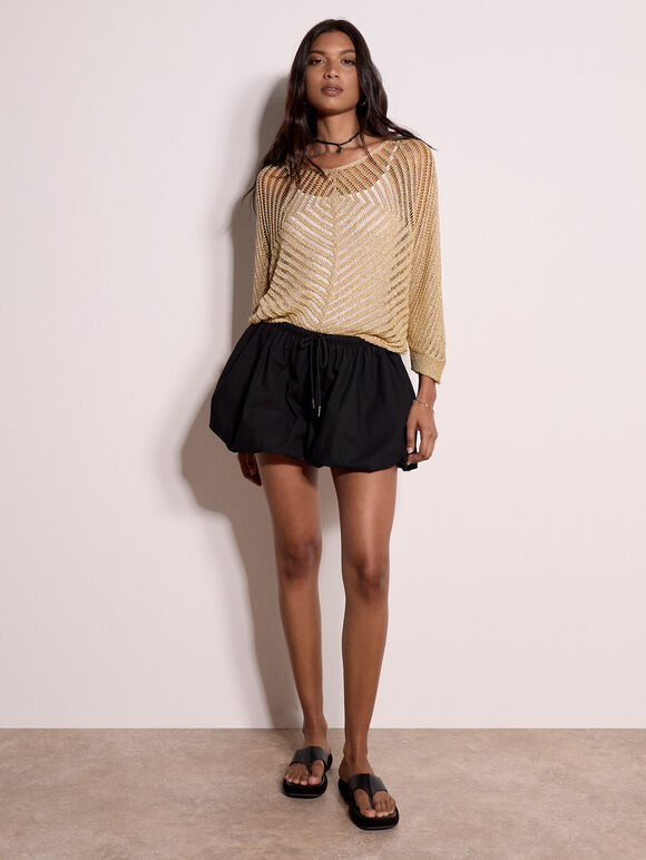 Gold Shimmer Lightweight Jumper, Gold, large