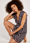 Floral Ruffle Dress, Navy, large