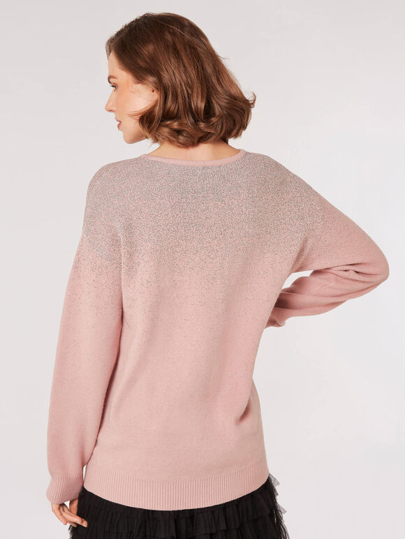 Metallic Sparkle Batwing Jumper, Pink, large