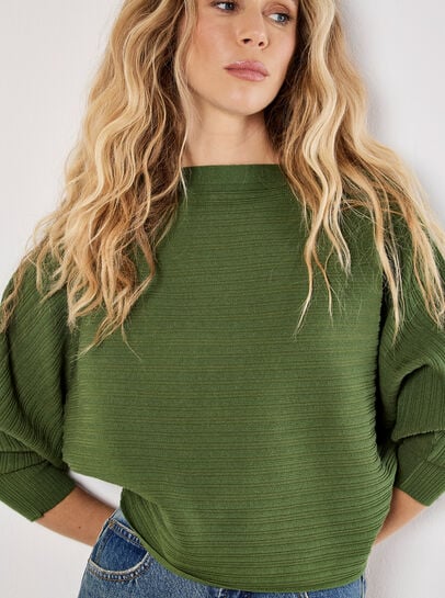 Rib Knit Batwing Jumper