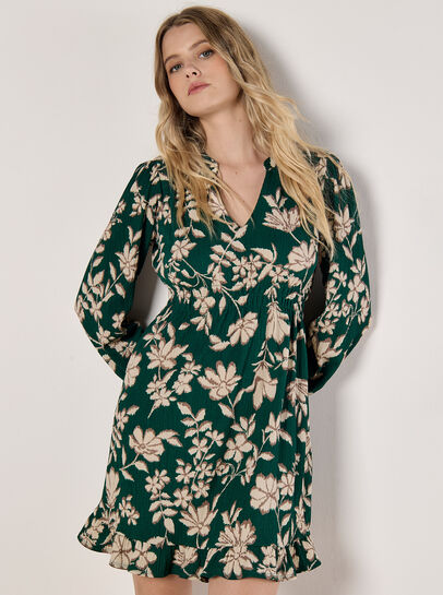 Crinkle Floral Mini Dress