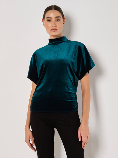 Velvet Ruched Side Top