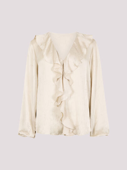 Textured Satin Ruffle Blouse
