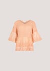 Embroidered Cotton Mesh Blouse, Peach, large