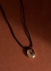 Adjustable Silver Tone Pendant Cord Necklace, Black, large