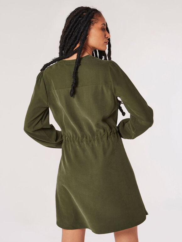 Mini-robe chemise en sergé, Vert, grand