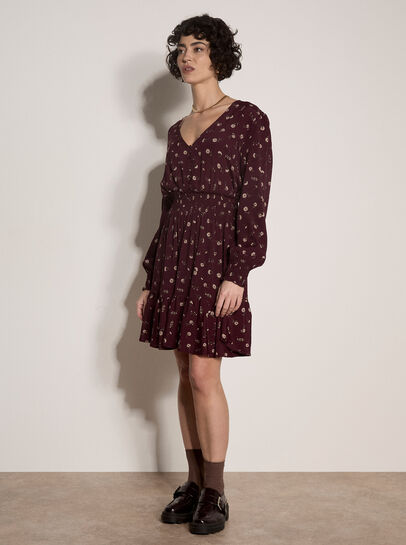 Vintage Floral Crepe Mini Dress