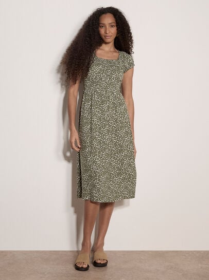 Brush Spot Milkmaid Midi Dress