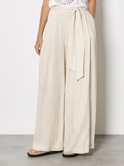 Wide-Leg Linen Blend Trousers