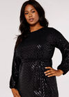 Curve Chevron Mini Dress, Black, large