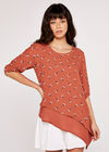 Floral Layered Asymmetric Top, Rust, large