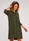Tiered Swing Shirt Dress, Khaki, large