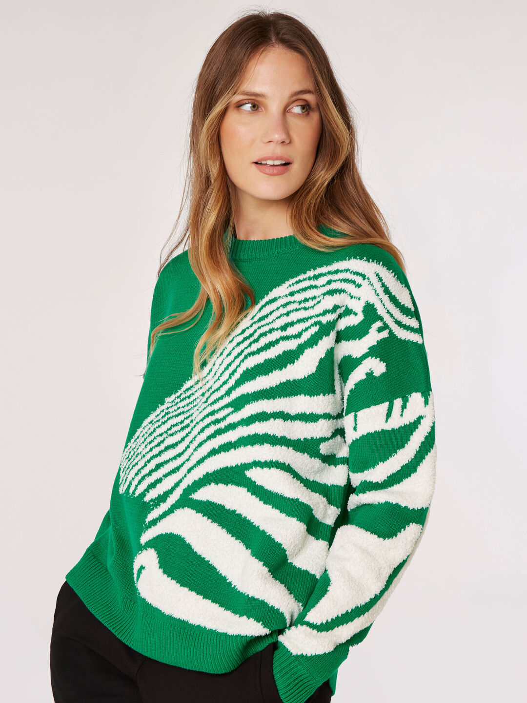 Fuzzy Zebra Stripe Oversized Jumper