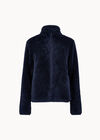 Fleece Cardigan, Navy, large