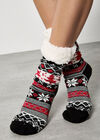 Fleece Lined Fair Isle Socks, Assorted, large