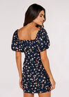 Floral Milkmaid Mini Dress, Navy, large