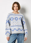 Chevron Geometric Retro Jumper, Blue, large