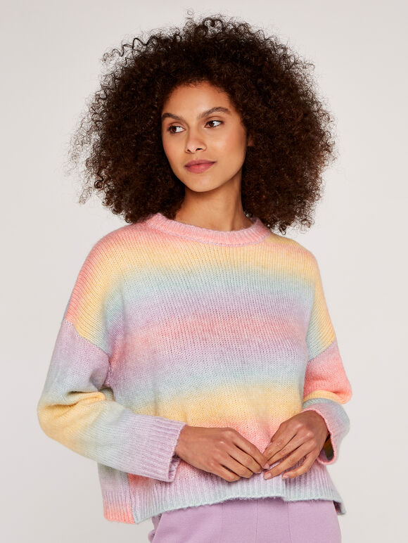 Rainbow Ombre Jumper, Pink, large