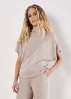 Soft Knit Side Ruched Top, Stone, large