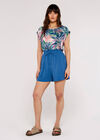 Tropical Palm Print Woven T-Shirt, Pink, large