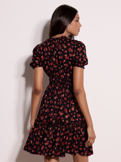 Floral Print Smocked Mini Dress