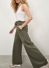 Paper Bag Waist Wide Leg Trousers, Khaki, large
