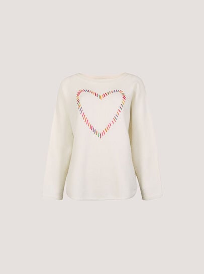 Colourful Stitched Heart Jumper