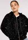 Sequin Bomber Jacket, Black, large