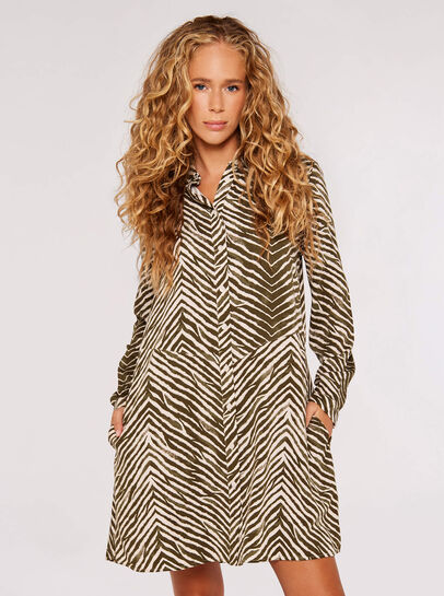 Chevron Zebra Mini Shirt Dress