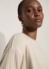 Jacquard Knit Jersey Top, Stone, large