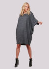 V Back Marl Batwing Cocoon Dress+, Dark Grey - Charcoal, large