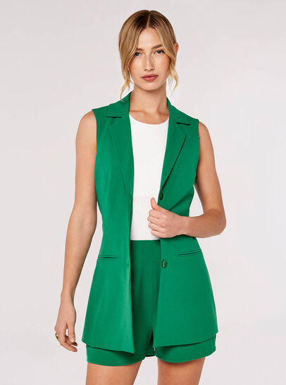 Sleeveless Tie Waist Blazer