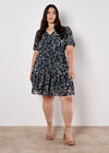 Silhouette Leaf Drawstring Mini Dress, Navy, large