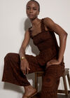 Kaleidoscope Shirred Wide-Leg Jumpsuit, Brown, large