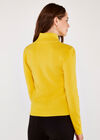 Tiny Rib Roll Neck Jumper, Mustard, large