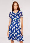 Butterfly Ruch Sleeve Dress, Blue, large
