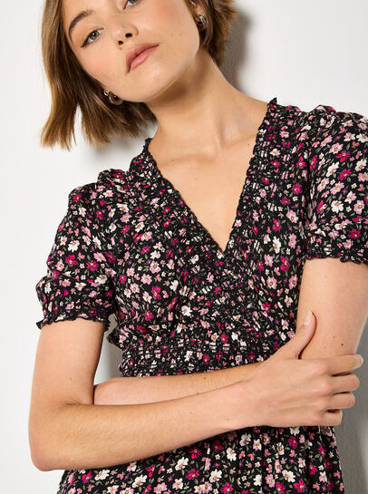 Ditsy Floral Smocked Mini Dress