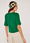 Button Front Crop Top, Green, large