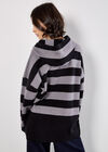 Hooded Stripe Tunic Jumper, Grey, large