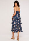Floral Tiered Midi Dress, Navy, large