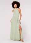Halter Neck Split Maxi Dress, Mint, large