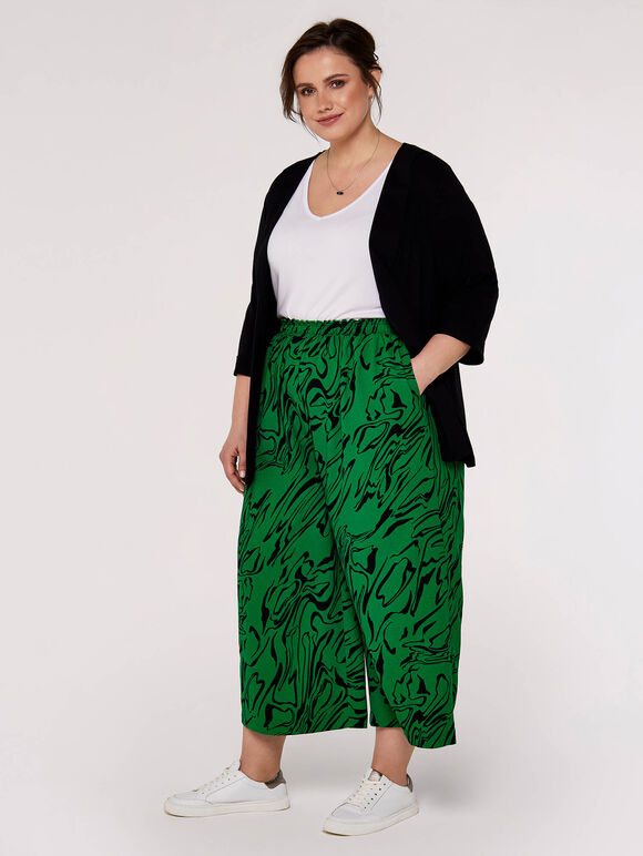 Curve Waves Waist Culottes, Green, large