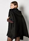 Hooded Faux Fur Cape, Black, large