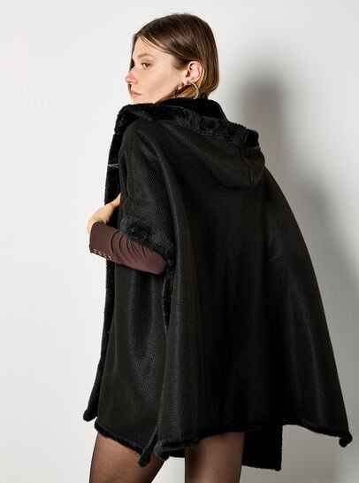 Hooded Faux Fur Cape