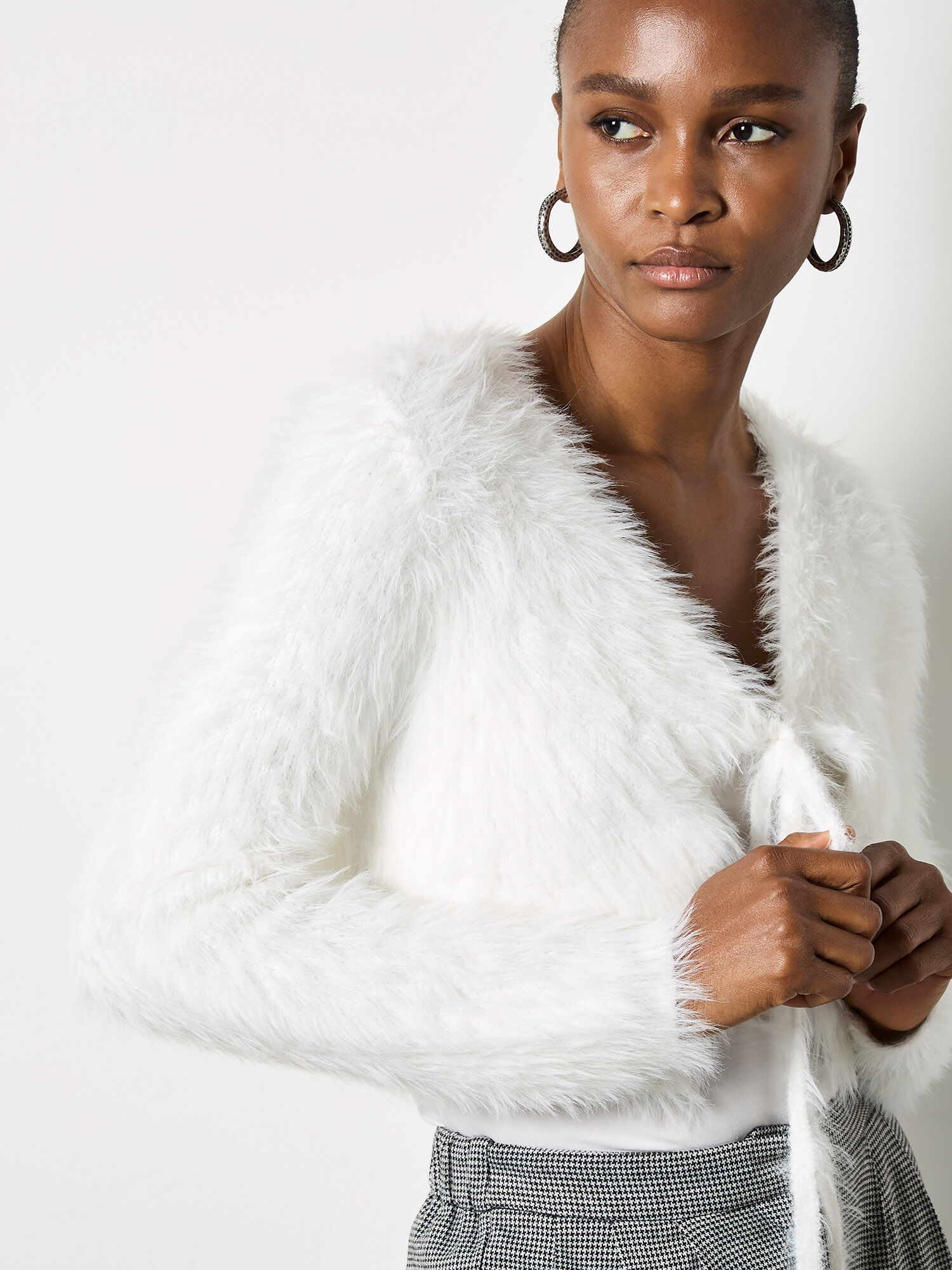 Fluffy Cropped Bolero | Apricot Clothing
