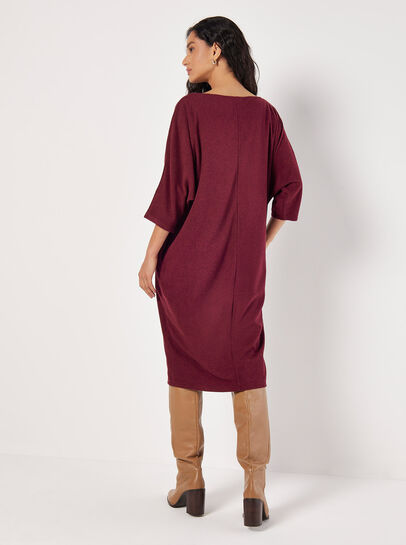 Ribbed Knit Cocoon Midi Dress